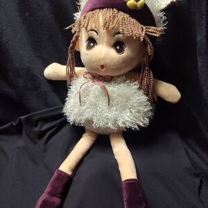HWD Kawaii 17" Soft Plush Girl Doll Japanese Toy  Doll with Purple Hat and Boots